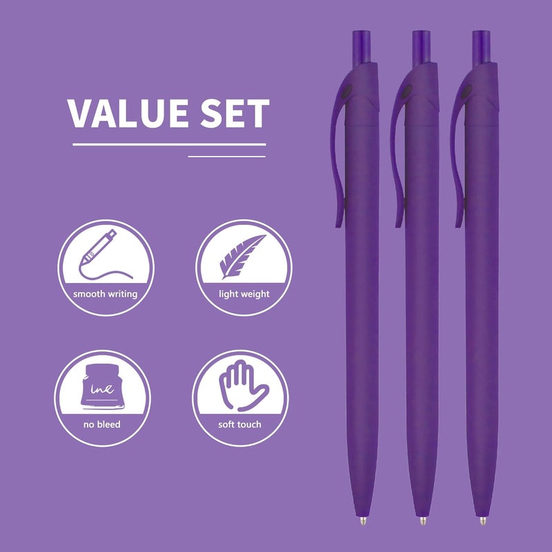 deegtran Pens Bulk, 50 Pack No Bleed Purple Click Pens, Wholesale Retractable Ballpoint Pens, Medium Point, Smooth Ink Pens, 1.0MM Purple Ink - Image 3